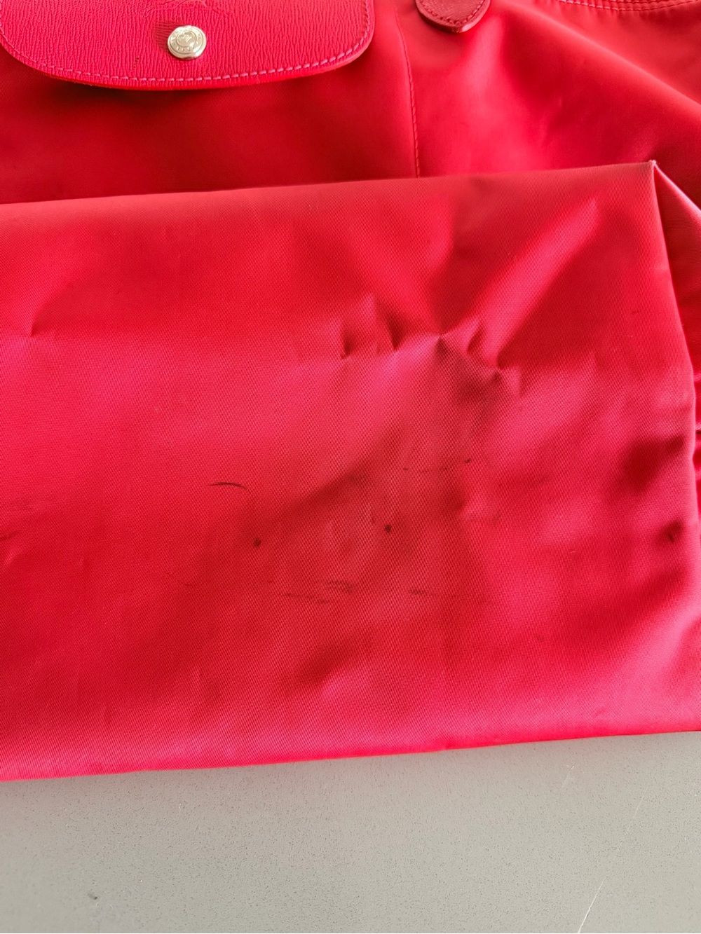 Longchamp Red Nylon Le Pliage Large Tote - Picture 3 of 5